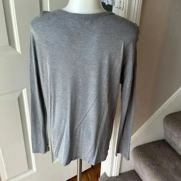 Size S One Eleven by Express long sleeve gray tie front top - Picture 4 of 5